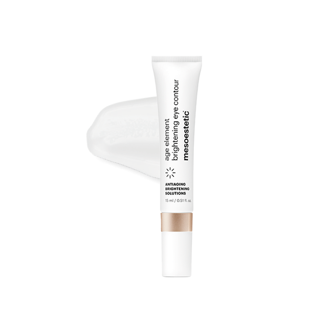 age element® brightening eye contour ANTIAGING BRIGHTENING SOLUTIONS Eine Augenkontur-Gel-Creme, die Augenringen und Ermüdungserscheinungen entgegenwirkt und dem Blick seine Leuchtkraft zurückgibt. Inklusive Keramikapplikator zur Erzielung eines Kälteeffektes. 15 ml