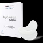 Verpackung und einzelne Pads der swissestetic Hyaluron Eyepads – feuchtigkeitsspendende Augenpads mit Soforteffekt, 7 × 2 Stück.