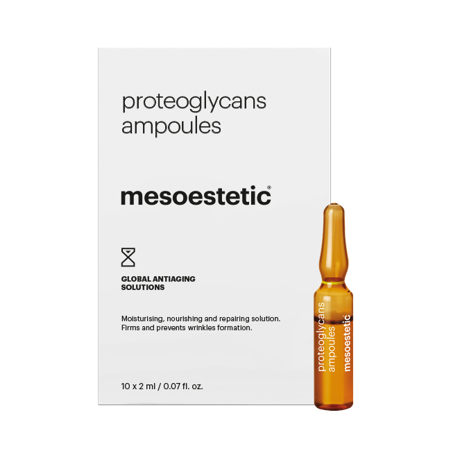 proteoglycans ampoules GLOBAL ANTIAGING SOLUTIONS Bekämpft erste Anzeichen der Hautalterung, verleiht der Haut Elastizität und Geschmeidigkeit. Die Haut wird befeuchtet und kleine Fältchen verschwinden. 10 x 2 ml