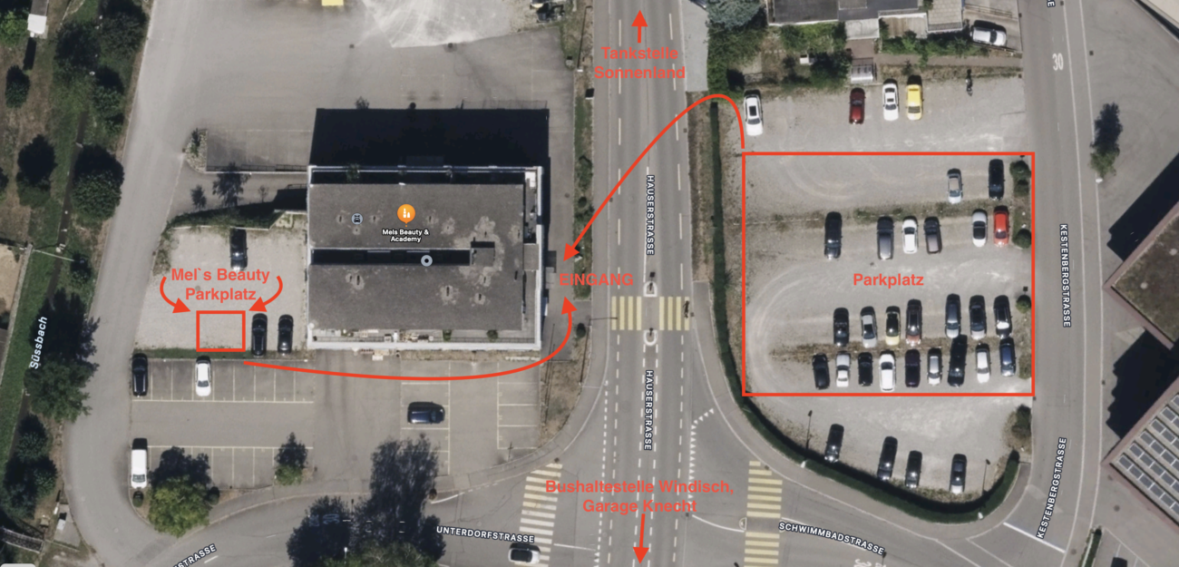 Mel`s Beauty - Parkplatz - Kontakt - Anfahrt - Lageplan
