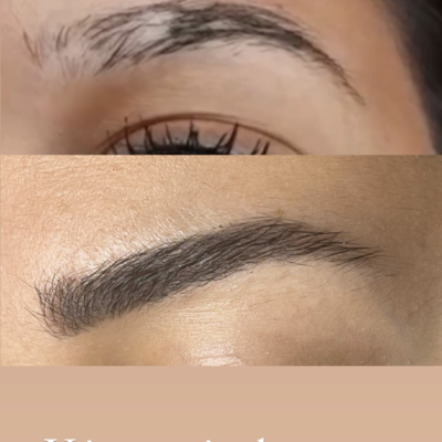 Vorher-Nachher-Ergebnis einer Vitaminbrows-Behandlung zur Stärkung und Pflege der Augenbrauen bei Mel’s Beauty & Academy in 5212 Hausen AG.