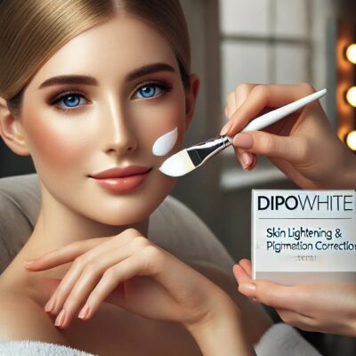 Eine weibliche Therapeutin führt eine DIPOWHITE-Behandlung in einer modernen Beauty-Klinik durch, um einen ebenmässigen Hautton zu erzielen, aufgenommen bei Mel’s Beauty & Academy in 5212 Hausen AG.