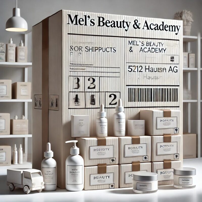 Verpackung von Beauty-Produkten zur Auslieferung bei Mel’s Beauty & Academy, 5212 Hausen AG.