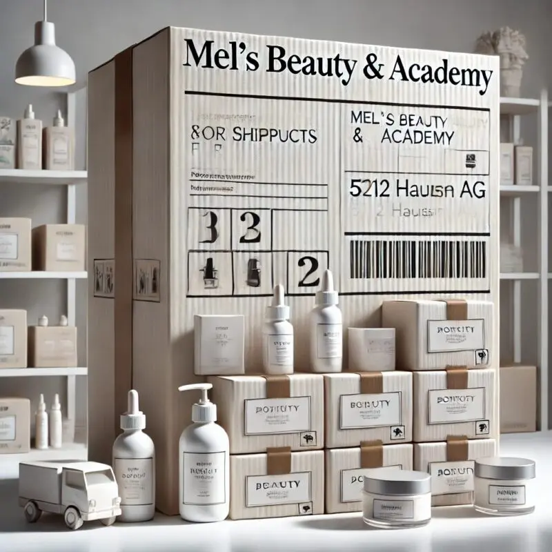 Verpackung von Beauty-Produkten zur Auslieferung bei Mel’s Beauty & Academy, 5212 Hausen AG.