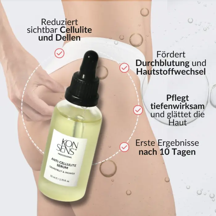 KONSENS Anti-Cellulite Serum – Wirkung: Cellulite reduzieren, Haut glätten und Stoffwechsel fördern