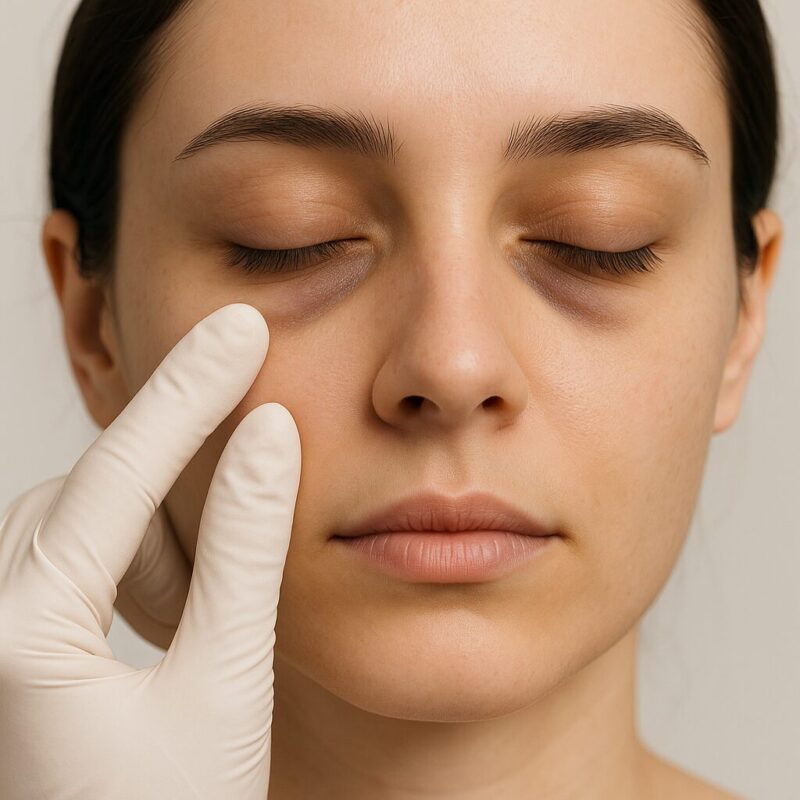 Nahaufnahme einer Frau mit Augenringen – Behandlung der Augenpartie bei Mel’s Beauty & Academy