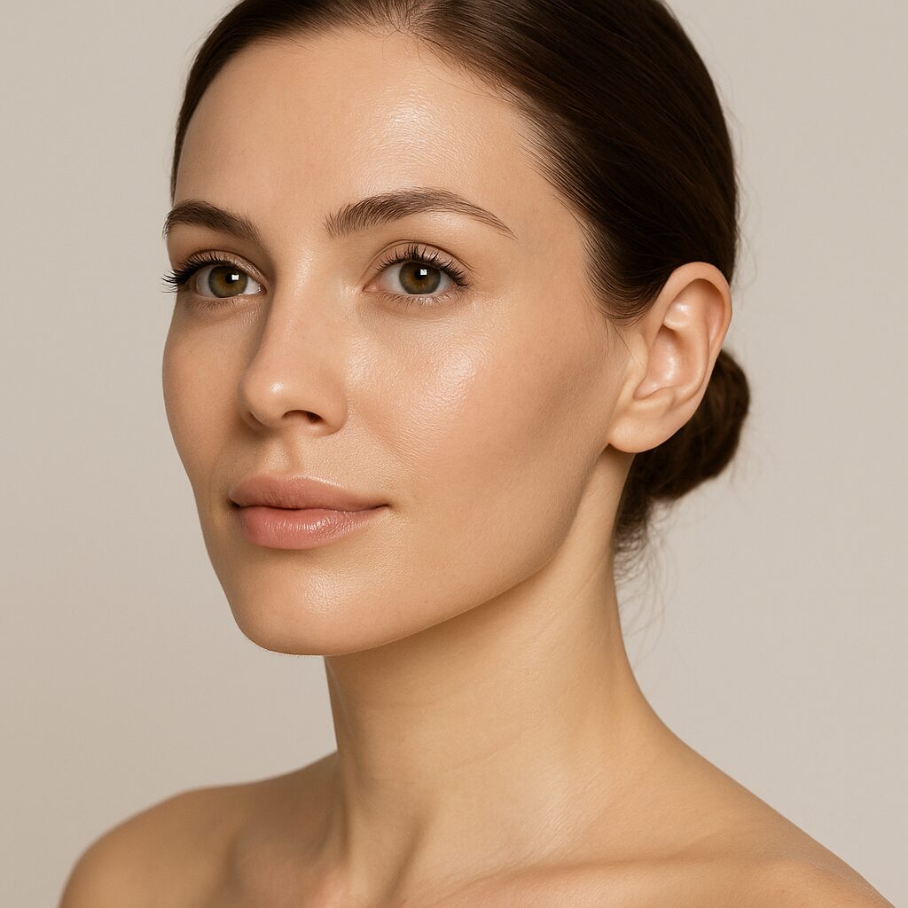 Junge Frau mit strahlend glatter Haut nach Profhilo Gesichtsbehandlung bei Mel’s Beauty